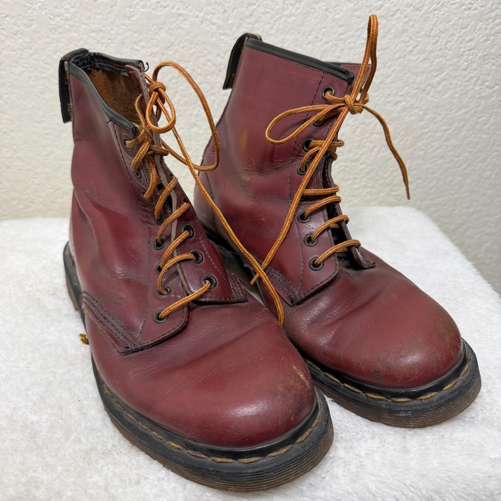 Dr. Martens Burgundy 1460 8 eyelet lace up leather boots unisex Size - Picture 11 of 13